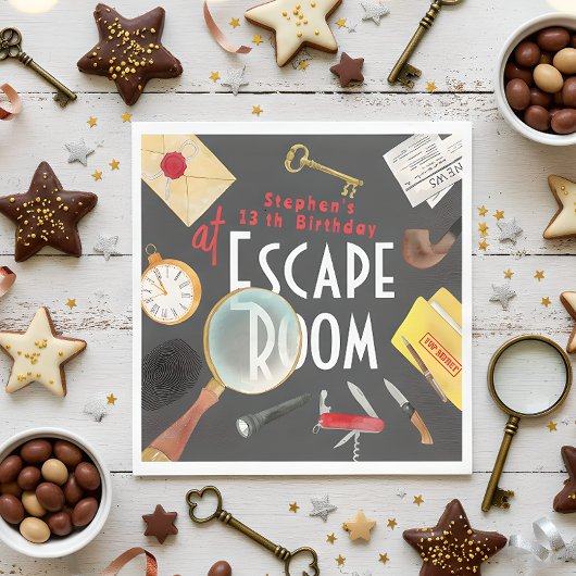 Escape room verjaardag servet