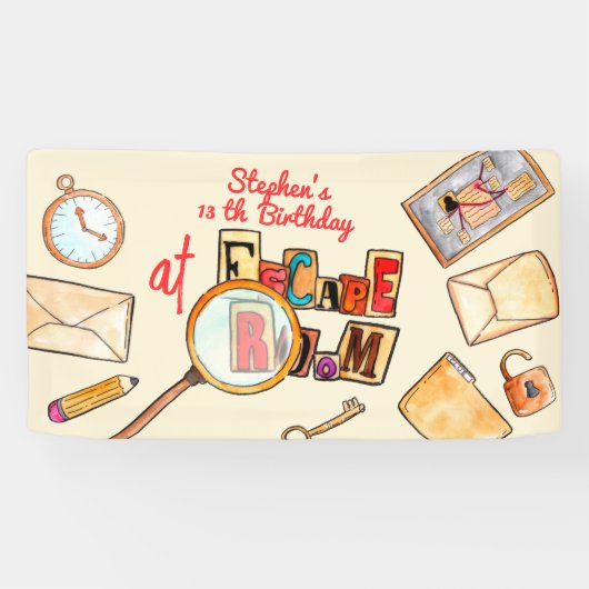 Escape room verjaardag spandoek (Horizontaal)