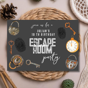 Escape room verjaardagsfeestje kaart
