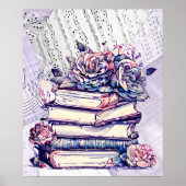Escape Stack van oude  boeken met Rozen Poster (Voorkant)
