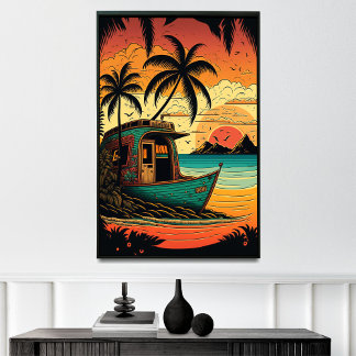 Escape to Fiji's Koraalrif Beach Cabanas Poster