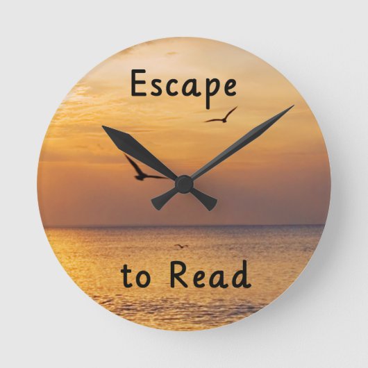 Escape to Read Wall Clock | Book Lover Quote Ronde Klok (Voorkant)