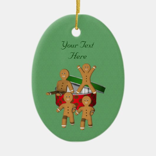 Escaping Gingerbrood Men Holiday Keramisch Ornament (Voorkant)