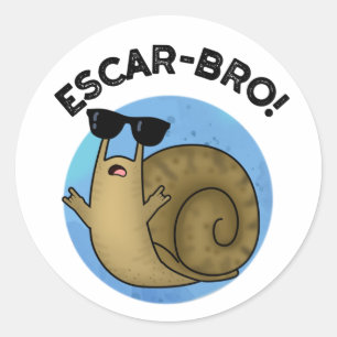Escar-bro Funny French Escargot Snail pun Ronde Sticker