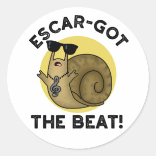 Escar-got The Beat Funny Franse slak pun Ronde Sticker