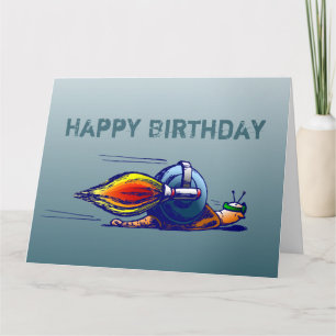 Escargot Fusée sur Carte d'Anniversaire