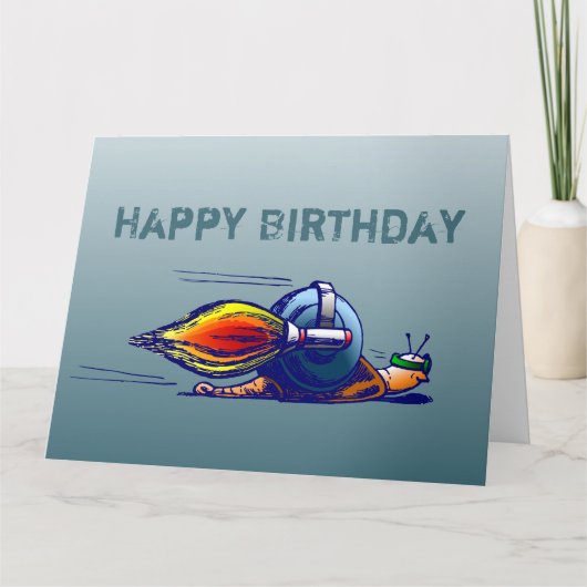 Escargot Fusée sur Carte d'Anniversaire (Devant)