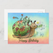 Escargot sur la carte postale de l'étang (Devant / Derrière)