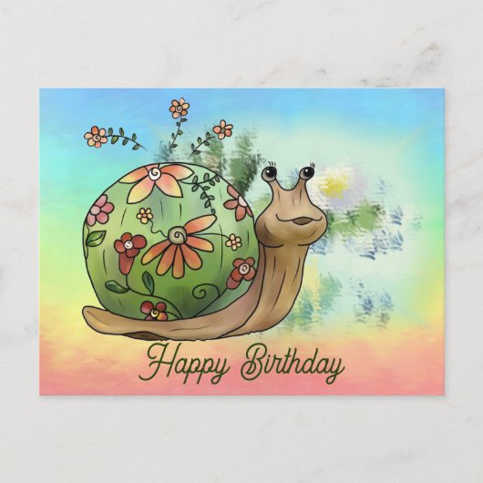 Escargot sur la carte postale de l'étang (Devant)