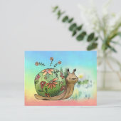 Escargot sur la carte postale de l'étang (Debout devant)