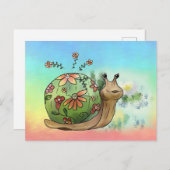 Escargot sur la carte postale de l'étang (Devant / Derrière)