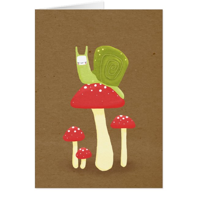 Escargot vert sur les champignons tachetés rouges (Devant)