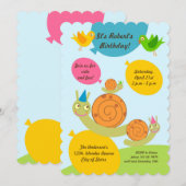 Escargots et ballons Invitation de fête d'annivers (Devant / Derrière)