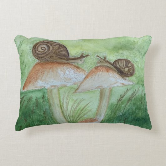 Escargots sur Champignons, Coussin Accnet à Fond d (Devant)