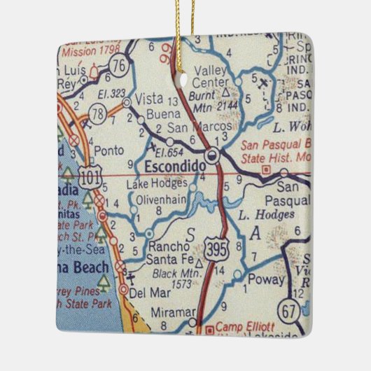 Escondido CA  Map Keramisch Ornament (Links)