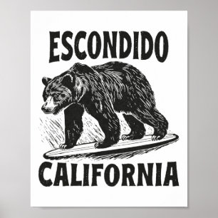 Escondido Californië Ca Retro Surfer Strand Surfen Poster