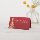 Escort Kaart Elegant Kerst Huwelijk Rood (Achterkant)