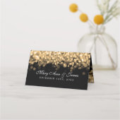 Escort Kaart Elegante Bruiloft Gouden Lichten (Achterkant)