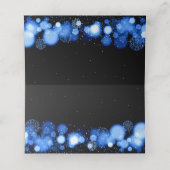 Escort Kaart Elegante Winter Wedding Blue Lights (Binnenkant ongevouwen)