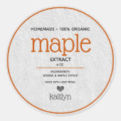 Esdoorn extract gepersonaliseerde botteling label (Voorkant)