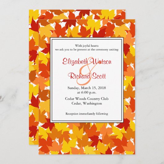 Esdoorn herfst trouwkaart kaart (Voorkant / Achterkant)