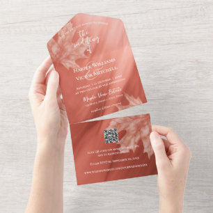 esdoorn laat accent terracotta gradient QR code All In One Uitnodiging