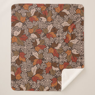 Esdoorn laat vier-vinger bloempatroon sherpa deken