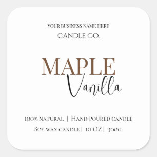 Esdoorn Vanille   Elegant Herfst Soja Kaarslabel Vierkante Sticker