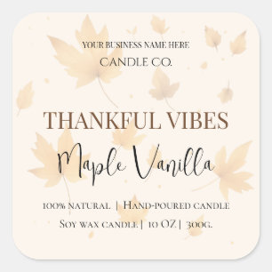 Esdoorn Vanille Elegant Herfst Sojakaarslabel Vierkante Sticker