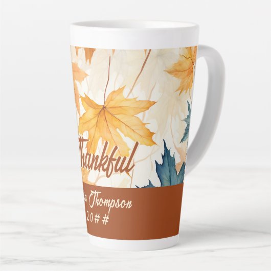 esdoorn vertrekt dankbaar Thanksgiving brunch dine Latte Mok (Rechterhoek)