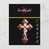 Esdoornblad omarmd door kruis briefkaart (Voorkant)