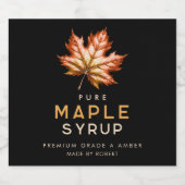 Esdoornsiroop etiket met rood esdoornblad (Enkel label)