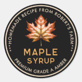 Esdoornsiroop etiket met rood esdoornblad (Voorkant)