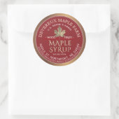 Esdoornsiroop hout gestookt rode banner gouden bla ronde sticker (Tas)