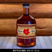 Esdoornsiroop Rode Buffalo Check Blad Kraft Papier Rechthoekige Sticker