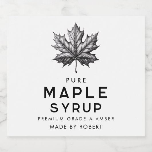 Esdoornsiroop zelfgemaakt recept likeurfles etiket (Enkel label)