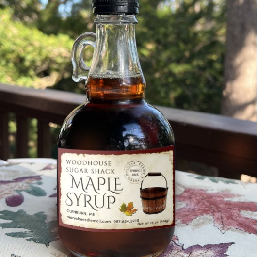 Esdoornstroop Sap Emmer Perkament 3" x 2" Label Voedselcontainer Etiket