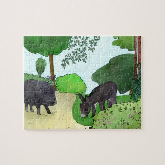 Esel und Schweinchen Puzzle Legpuzzel (Horizontaal)