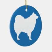 Eskie op Blauw Ornament (Rechts)