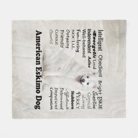 Eskie Traits Fleece Blanket (Voorkant (Horizontaal))
