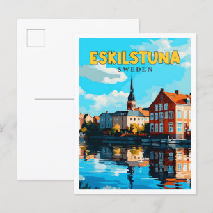 Eskilstuna Zweden vintage reisillustratie Briefkaart