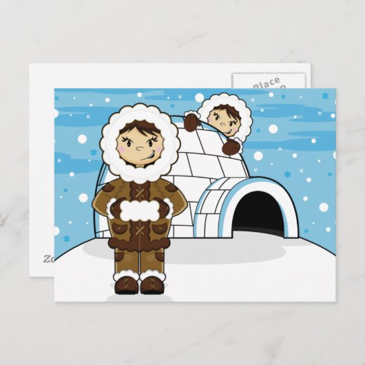 Eskimo en Igloo Briefkaart (Voorkant / Achterkant)