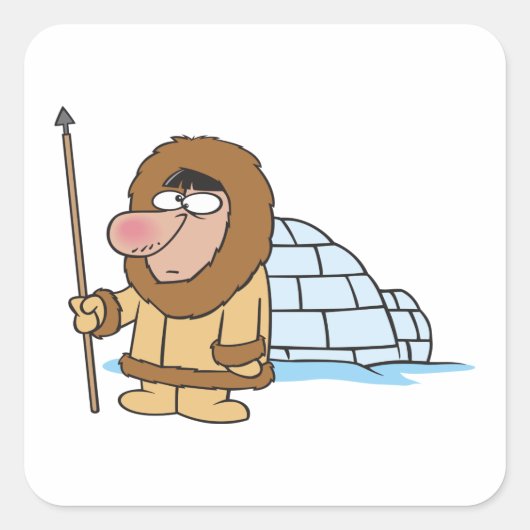 Eskimo en Igloo Vierkante Sticker (Voorkant)
