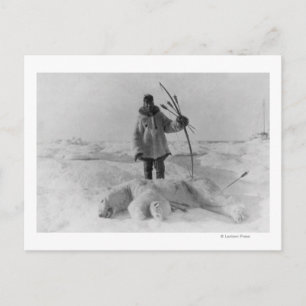 Eskimo Hunter met foto van Polar Beer Briefkaart
