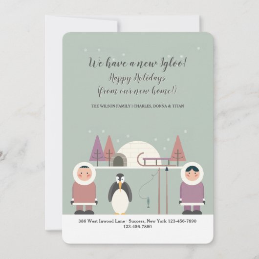 Eskimo Moving Announcement Feestdagenkaart (Voorkant)