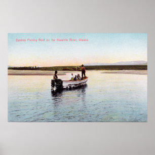 Eskimo Vist Boat op de rivier Poster