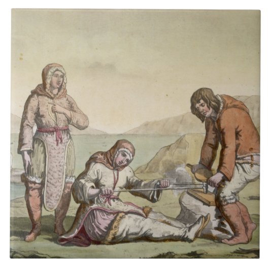 Eskimos, 1817 (kleurengravure) tegeltje (Voorkant)