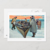 Eskimos Lancering Whaling Boat Briefkaart (Voorkant / Achterkant)
