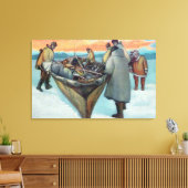 Eskimos Lancering Whaling Boat Canvas Afdruk (Insitu (Woonkamer))