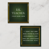 ESL Docent Engels Instructeur Green Chalkboard Vierkante Visitekaartje (Voorkant / Achterkant)